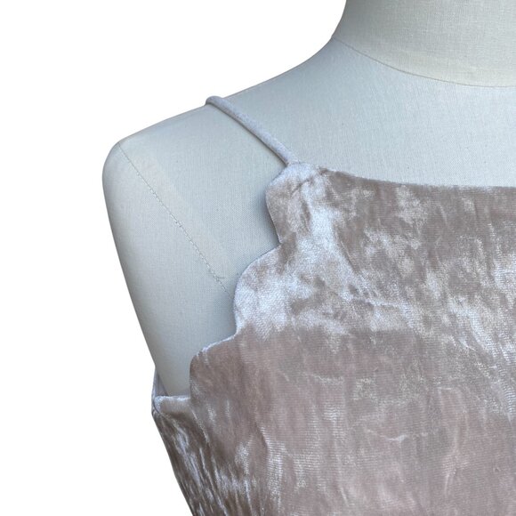 A Byer Y2K Crushed Velvet Tank Top Rose Gold Scallop Going Out Coquette Indie -S - Picture 3 of 13